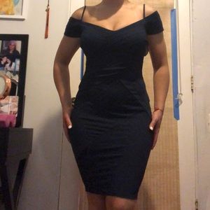 Navy blue off the shoulder dress